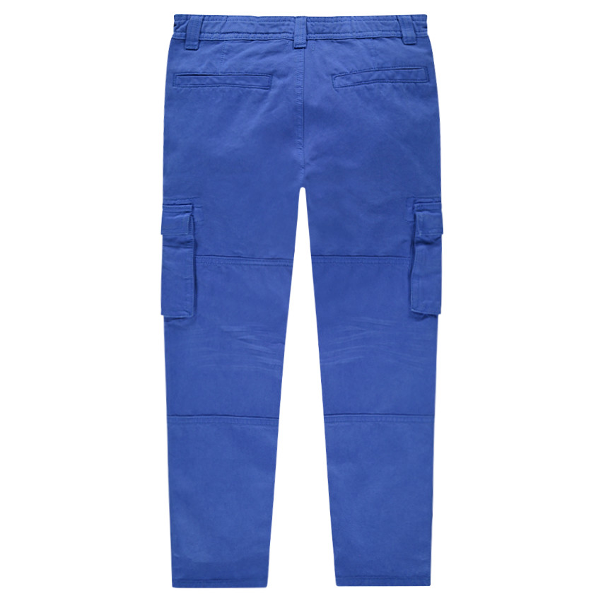 Júnior - Pantalón azul de estilo cargo con bolsillos y solapa 