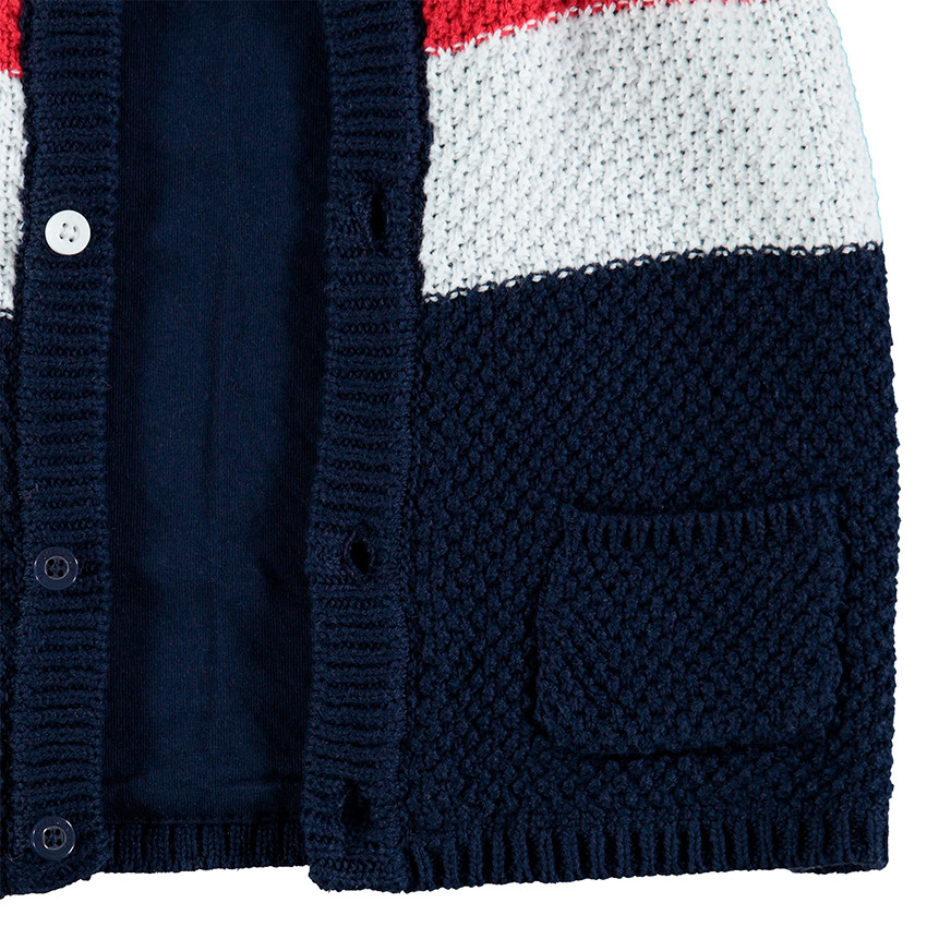 Chaqueta de punto grueso con bolsillos y parche de goma 