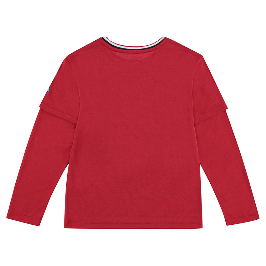 Júnior - Camiseta de manga larga de efecto 2 en 1 con estampado en la parte delantera 