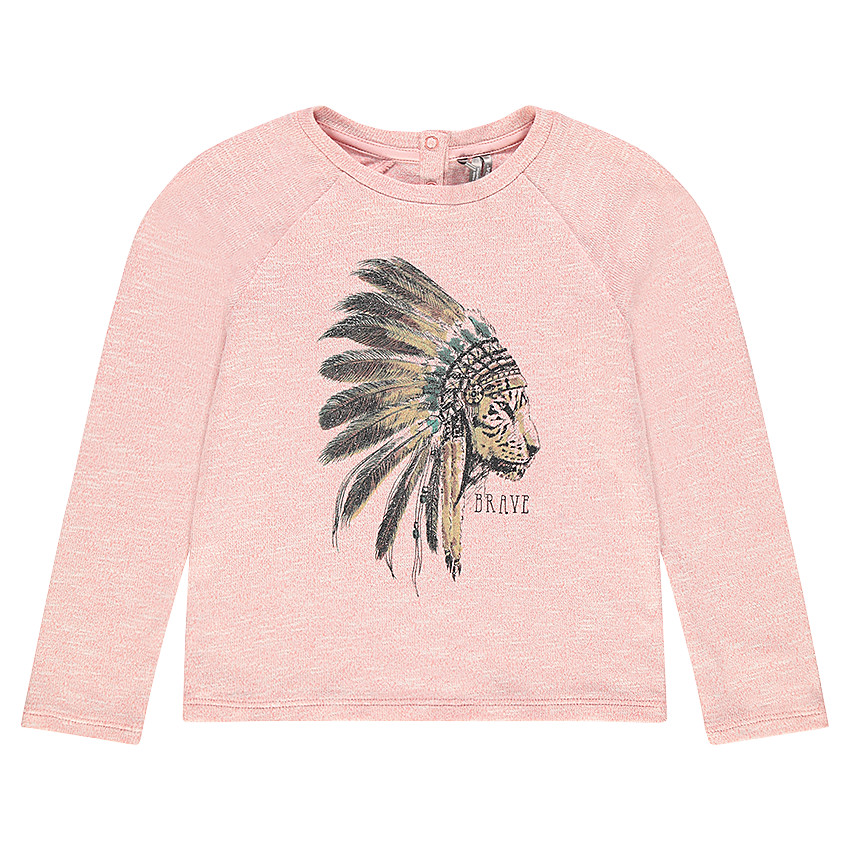 Sudadera de felpa jaspeada con estampado de fantasía 