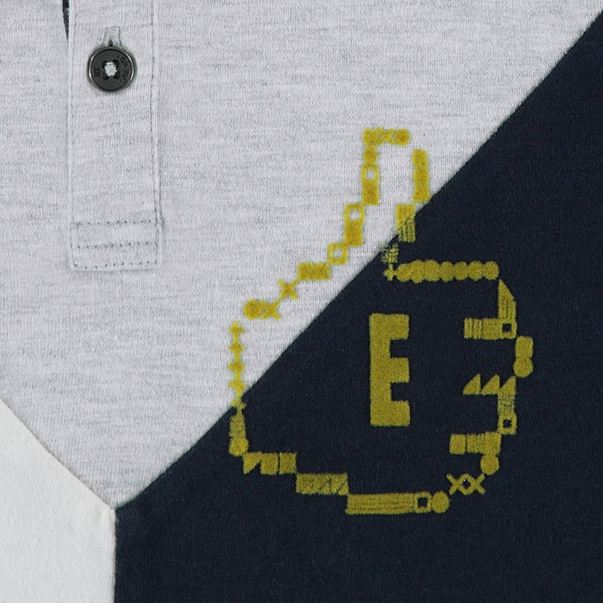 Polo de manga larga tricolor con mano estampada 