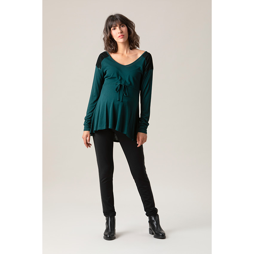 Camiseta de de embarazo con apliques de pana 