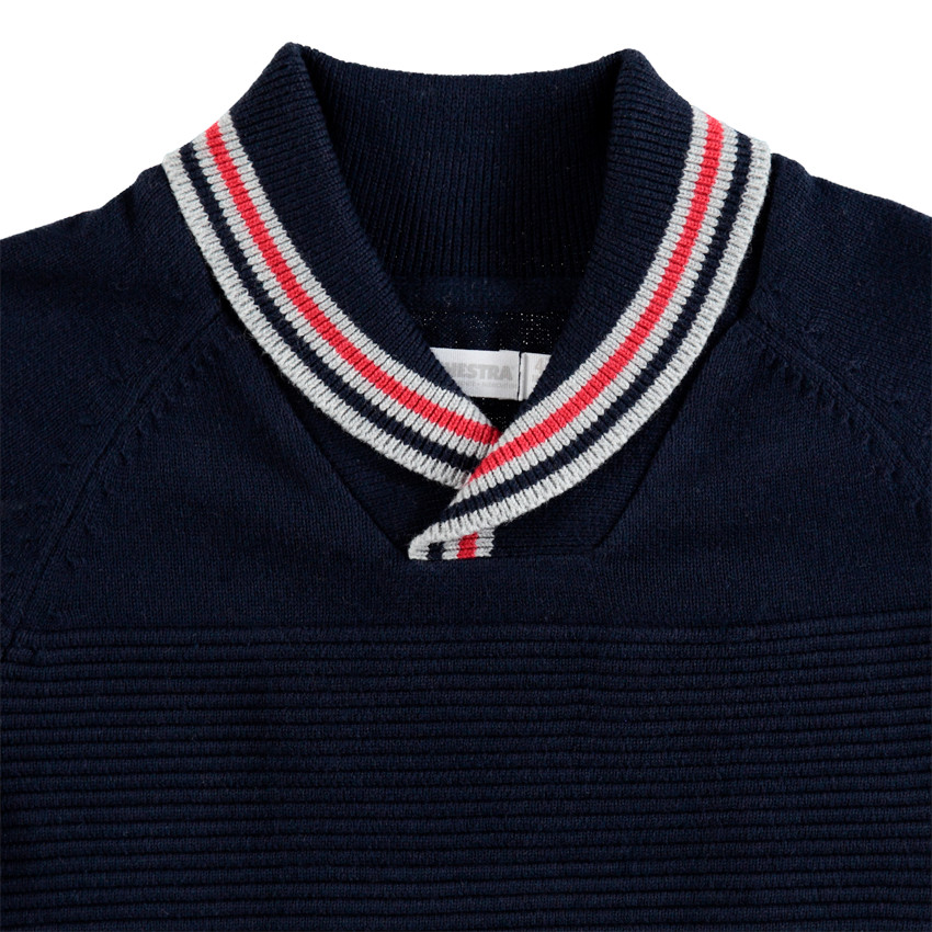 Jersey de punto con cuello chal y bolsillo de canguro 